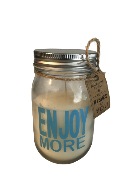 Kerze mit Spruch "Enjoy more"