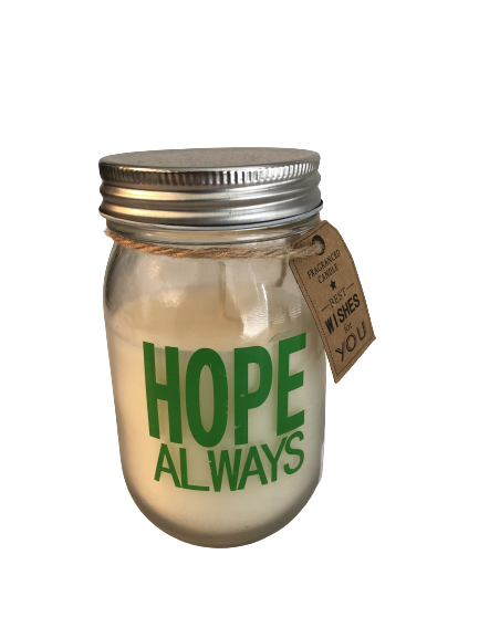 Kerze mit Spruch "Hope always"