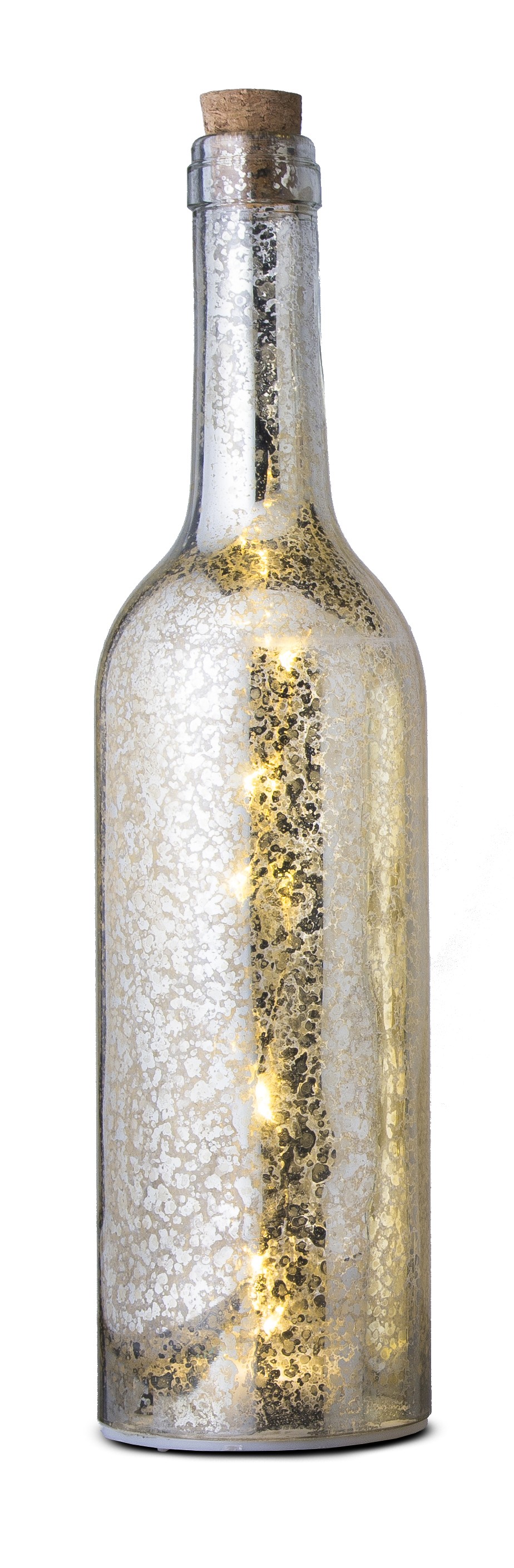 Glasflasche mit LED-Beleuchtung, sparkle-silber