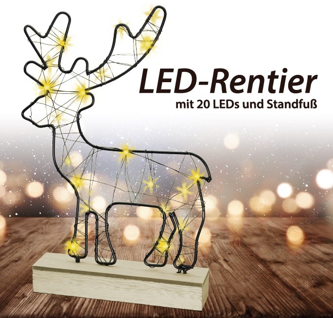 LED-Rentier mit 20 LEDs und Standfuß