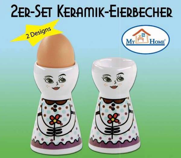 Keramik Eierbecher „Fräulein“, 2er Set