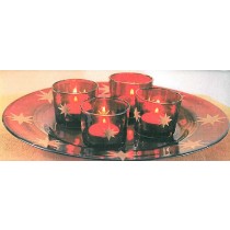 Glasteller mit 4 Kerzenhaltern